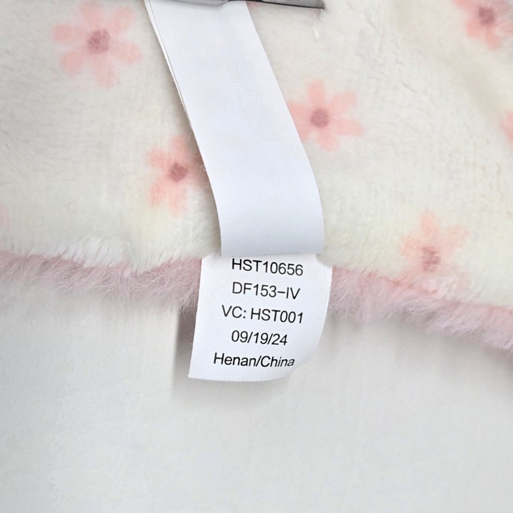 Dreamgro White Bunny Baby Security Blanket Pink Floral Teether Rattle Lovey 12" - Picture 8 of 8